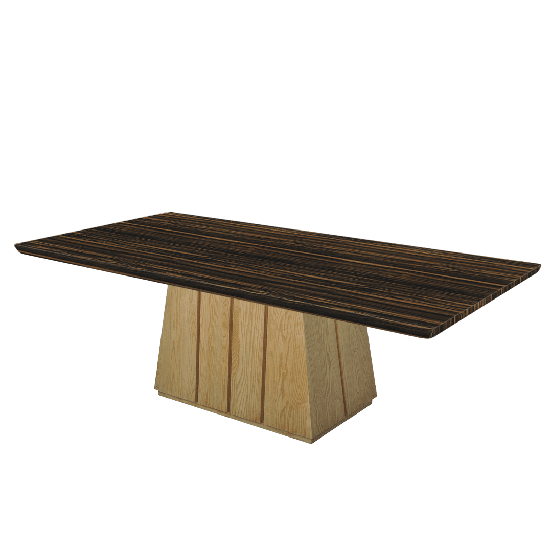 Mix & Match Rectangular Marble Dining Table with Cora Ash Wood Base (2.4m x 1.2m)