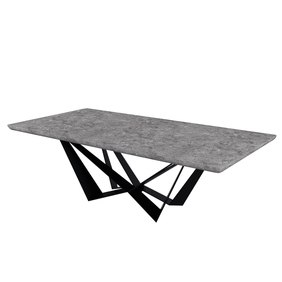 Mix & Match Rectangular Marble Dining Table with Winola Black Metal Base (2.4m x 1.2m)