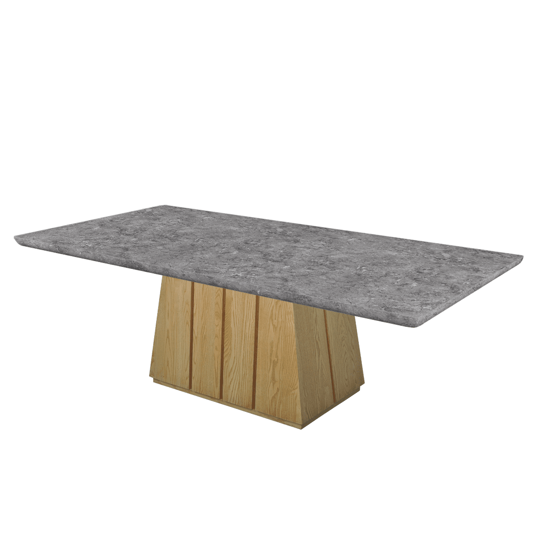 Mix & Match Rectangular Marble Dining Table with Cora Ash Wood Base (2.4m x 1.2m)