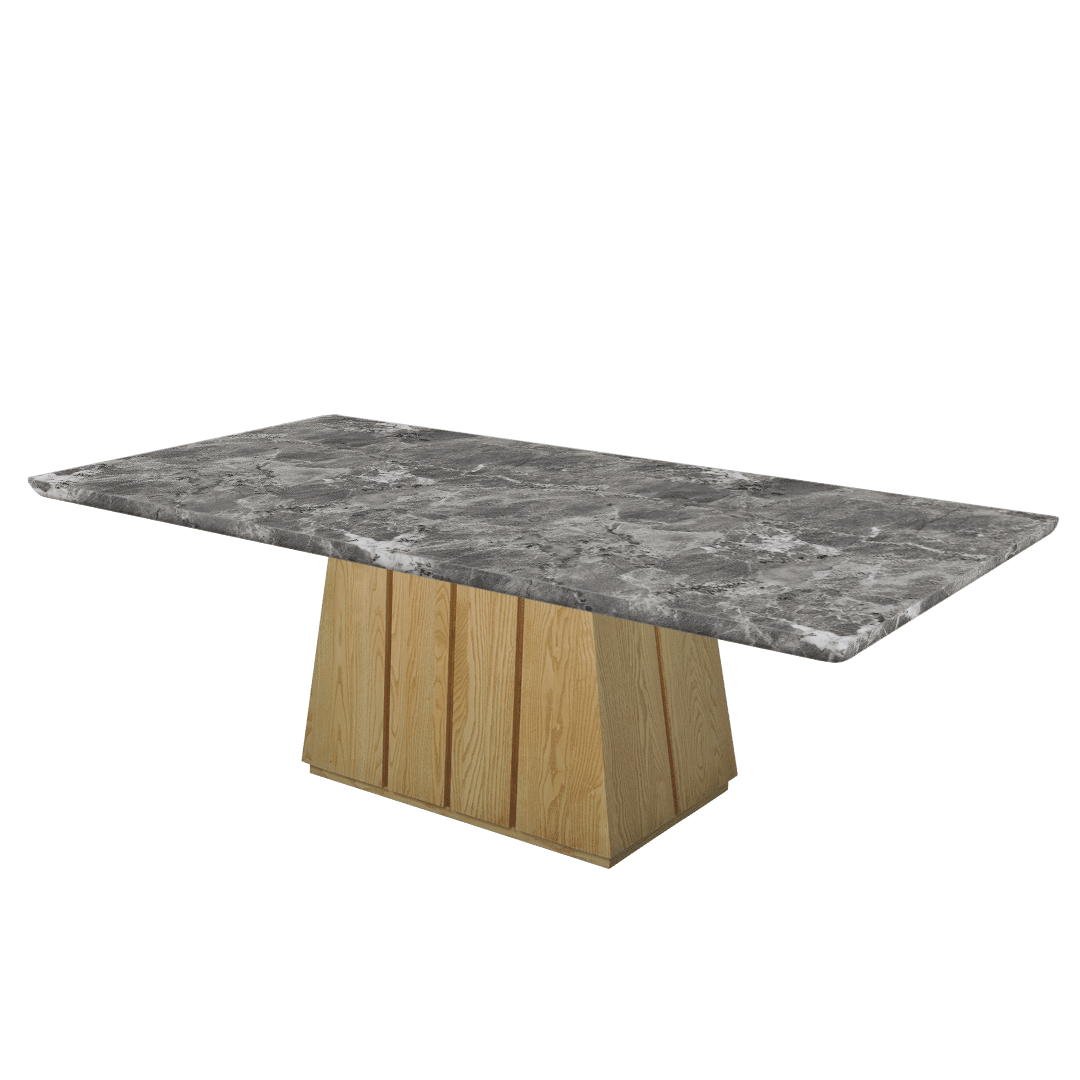 Mix & Match Rectangular Marble Dining Table with Cora Ash Wood Base (2.4m x 1.2m)