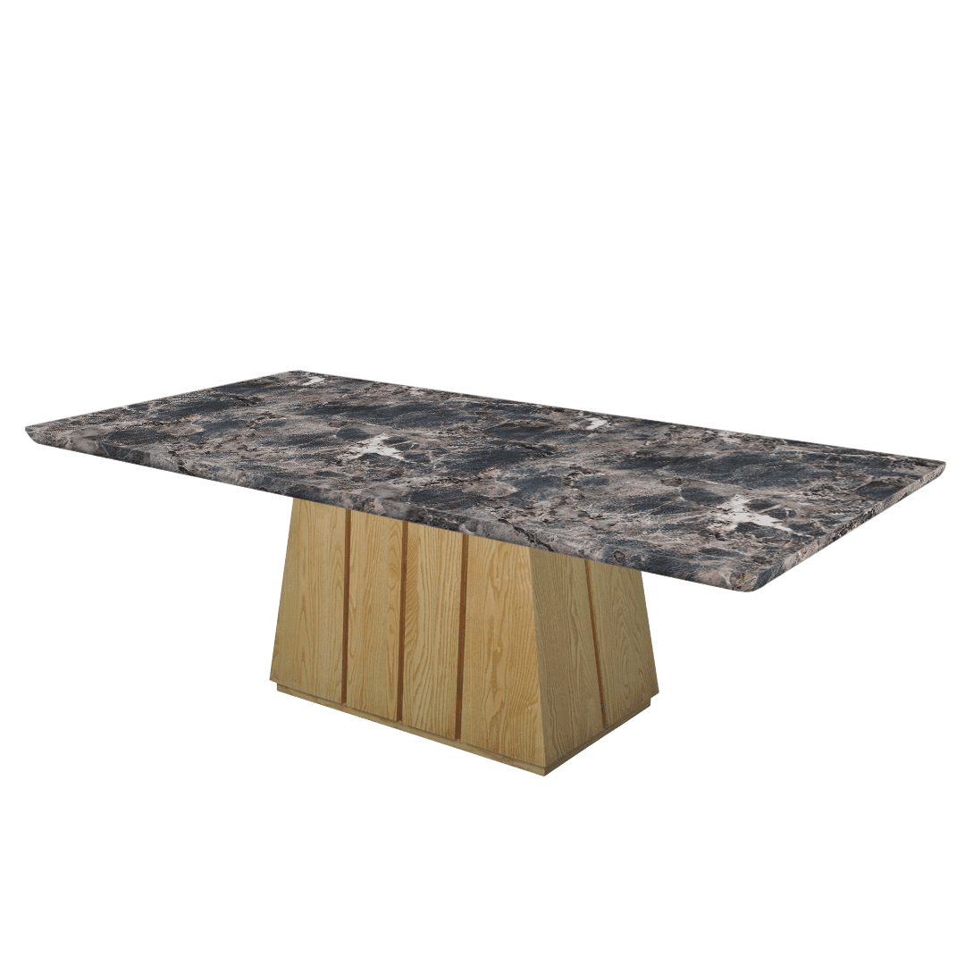 Mix & Match Rectangular Marble Dining Table with Cora Ash Wood Base (2.4m x 1.2m)