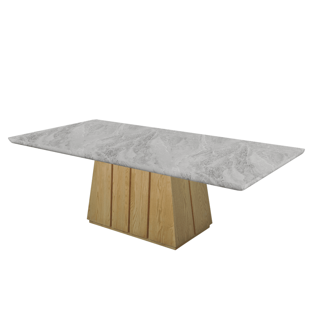 Mix & Match Rectangular Marble Dining Table with Cora Ash Wood Base (2.4m x 1.2m)