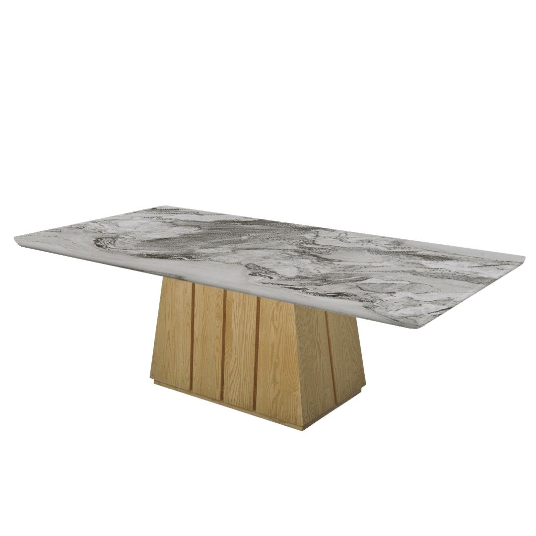 Mix & Match Rectangular Marble Dining Table with Cora Ash Wood Base (2.4m x 1.2m)