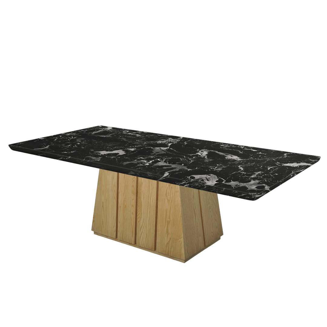 Mix & Match Rectangular Marble Dining Table with Cora Ash Wood Base (2.4m x 1.2m)