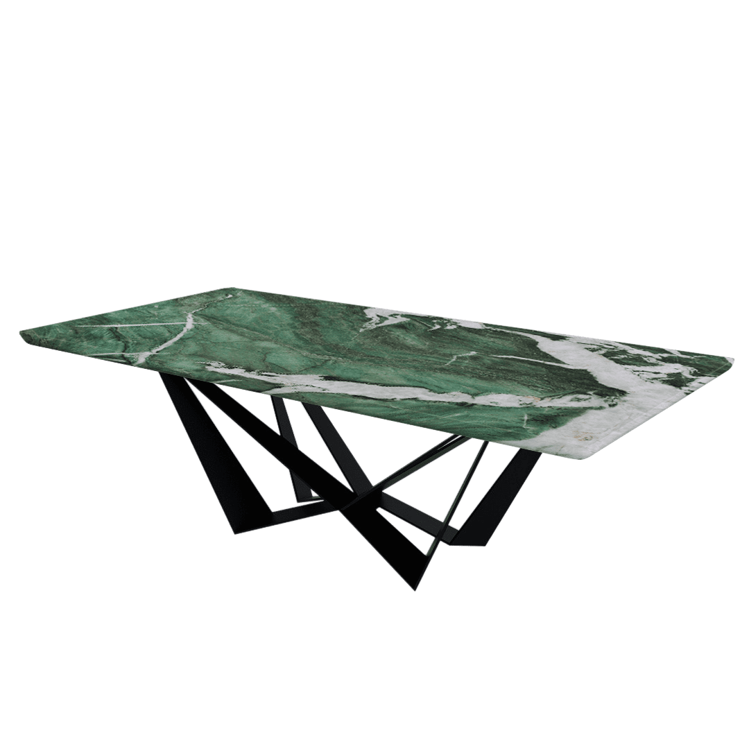 Mix & Match Rectangular Marble Dining Table with Winola Black Metal Base (2.4m x 1.2m)