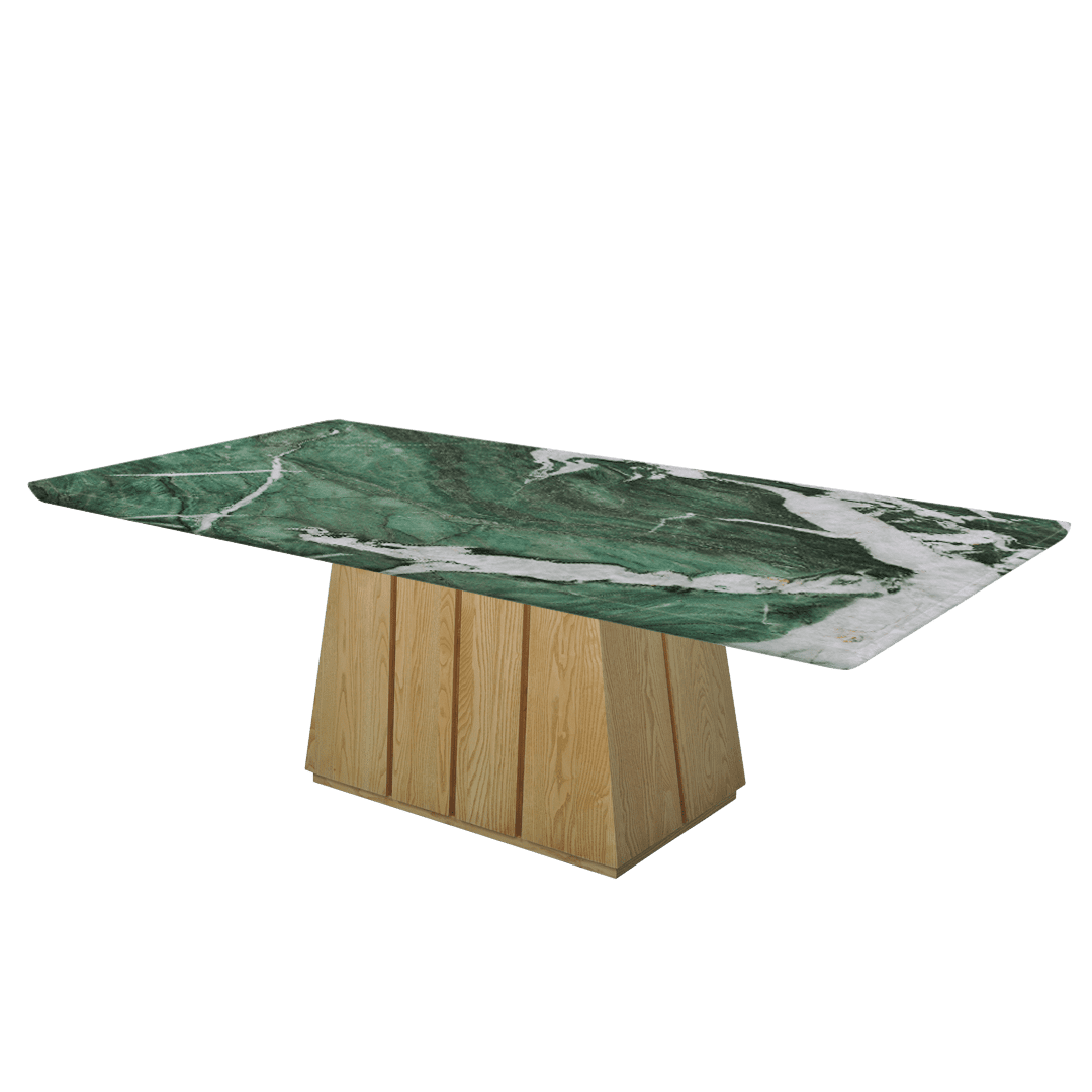 Mix & Match Rectangular Marble Dining Table with Cora Ash Wood Base (2.4m x 1.2m)