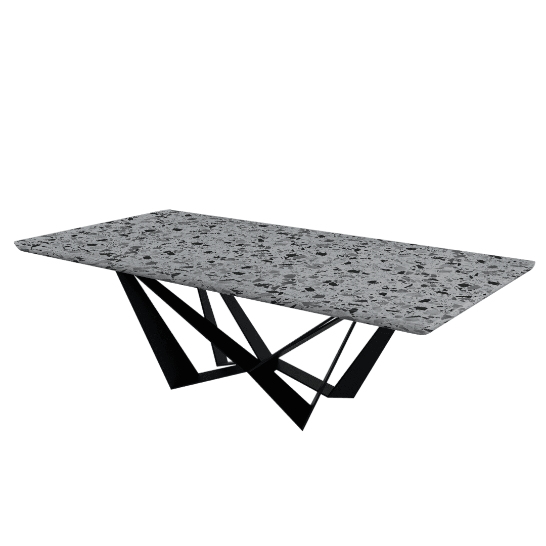 Mix & Match Rectangular Marble Dining Table with Winola Black Metal Base (2.4m x 1.2m)