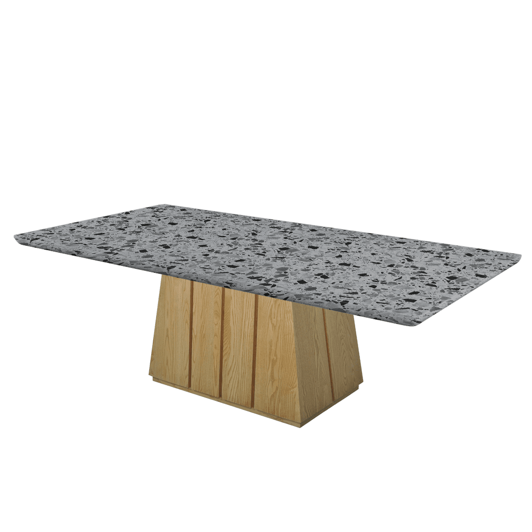 Mix & Match Rectangular Marble Dining Table with Cora Ash Wood Base (2.4m x 1.2m)