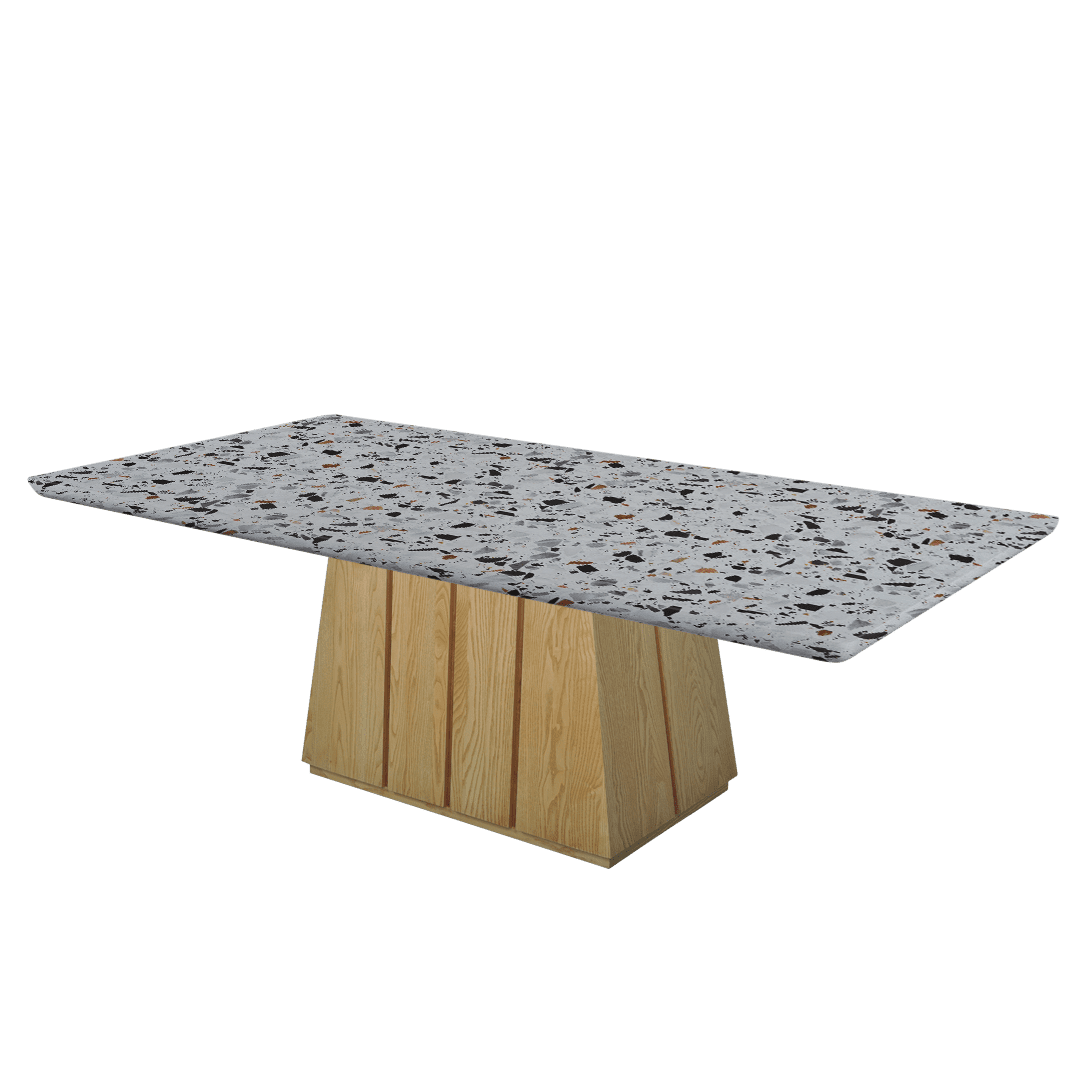 Mix & Match Rectangular Marble Dining Table with Cora Ash Wood Base (2.4m x 1.2m)