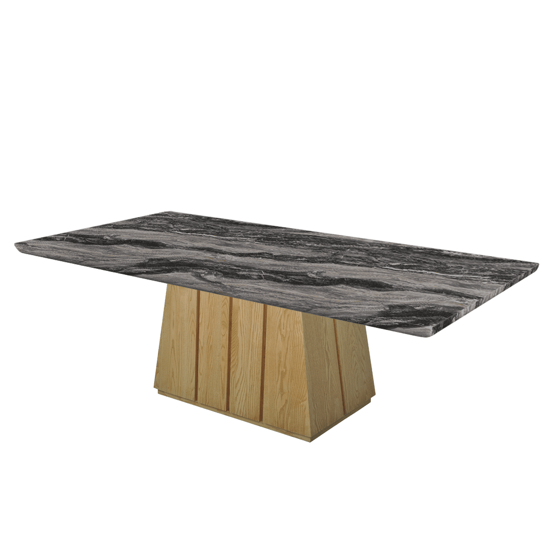 Mix & Match Rectangular Marble Dining Table with Cora Ash Wood Base (2.4m x 1.2m)