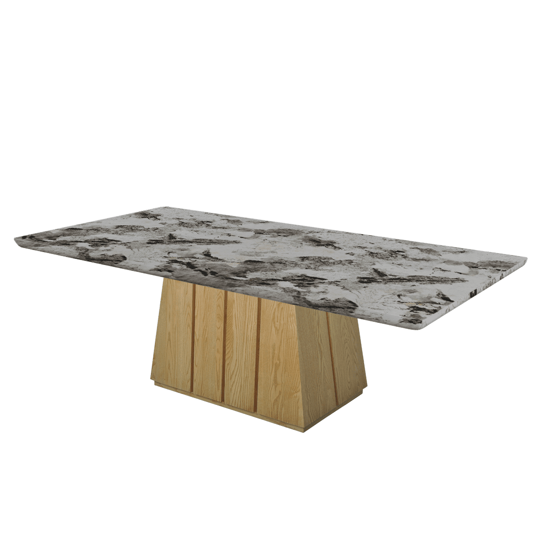 Mix & Match Rectangular Marble Dining Table with Cora Ash Wood Base (2.4m x 1.2m)