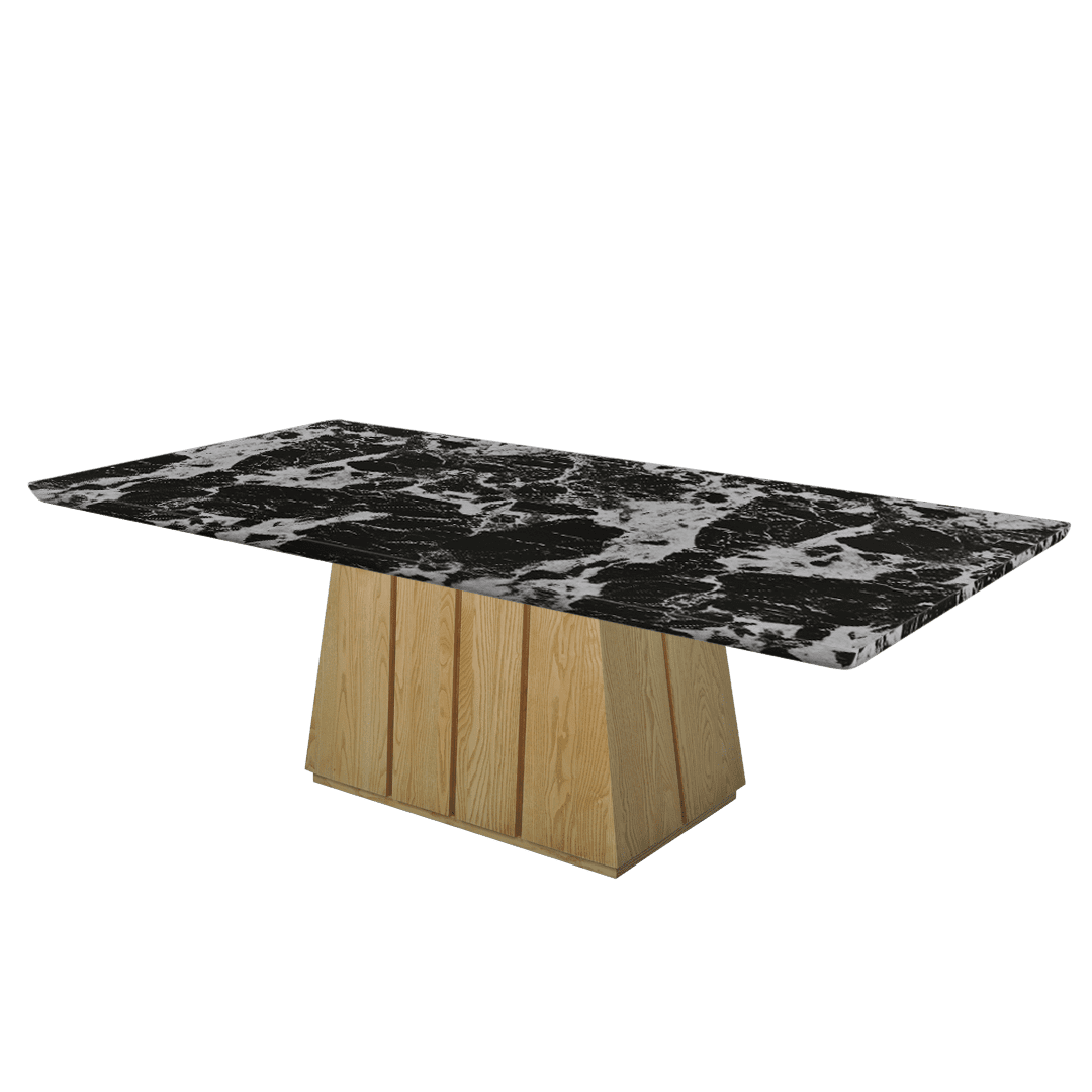Mix & Match Rectangular Marble Dining Table with Cora Ash Wood Base (2.4m x 1.2m)