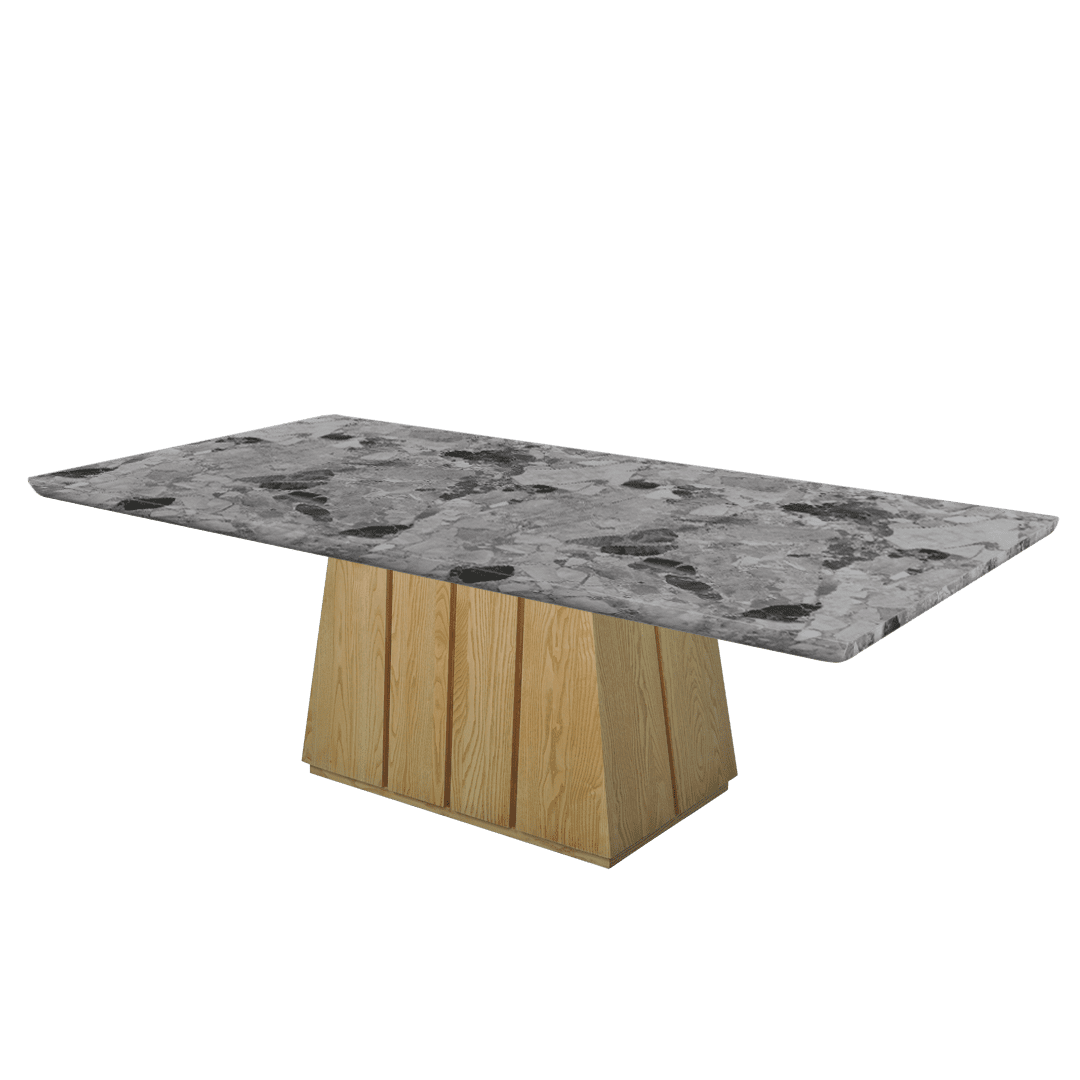 Mix & Match Rectangular Marble Dining Table with Cora Ash Wood Base (2.4m x 1.2m)
