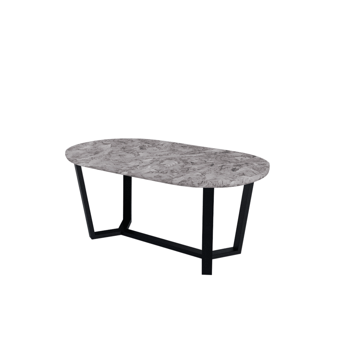 Mix & Match Rectangular Marble Dining Table with Shaun Black Metal Base (1.8m x 1.0m)