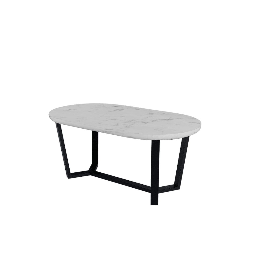 Mix & Match Rectangular Marble Dining Table with Shaun Black Metal Base (1.8m x 1.0m)