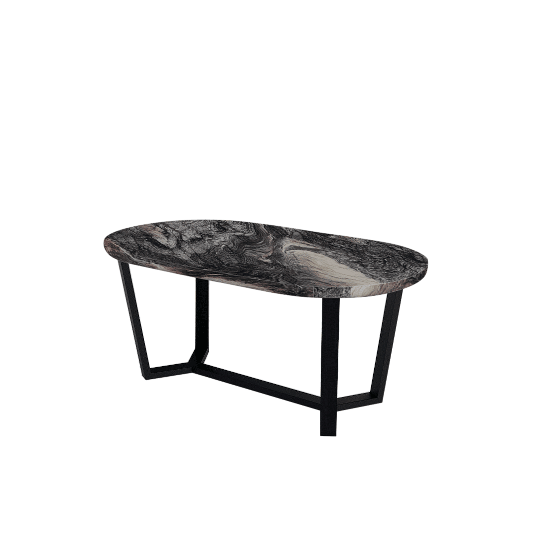 Mix & Match Rectangular Marble Dining Table with Shaun Black Metal Base (1.8m x 1.0m)