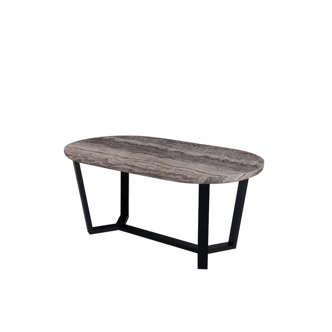 Mix & Match Rectangular Marble Dining Table with Shaun Black Metal Base (1.8m x 1.0m)