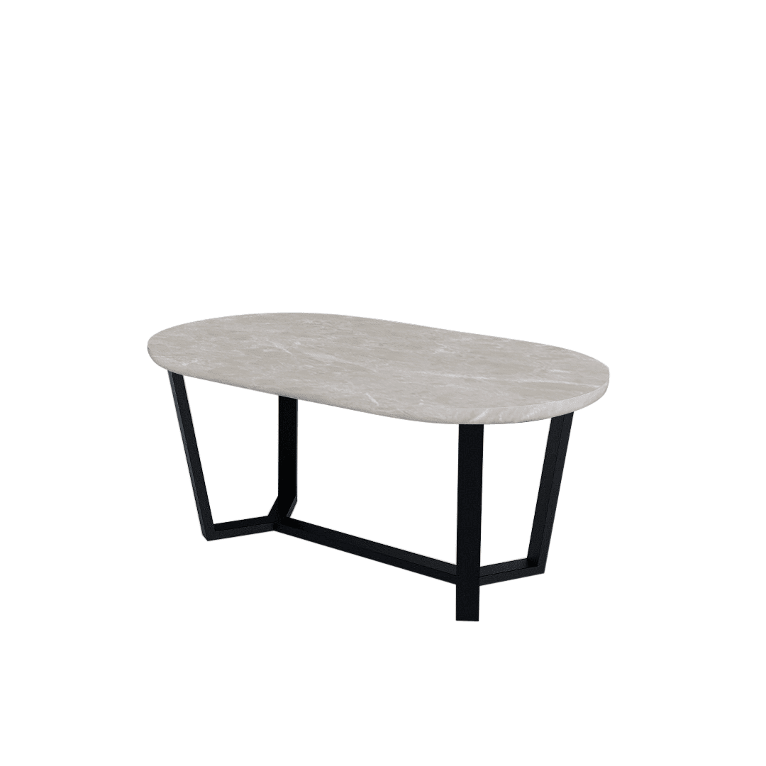 Mix & Match Rectangular Marble Dining Table with Shaun Black Metal Base (1.8m x 1.0m)