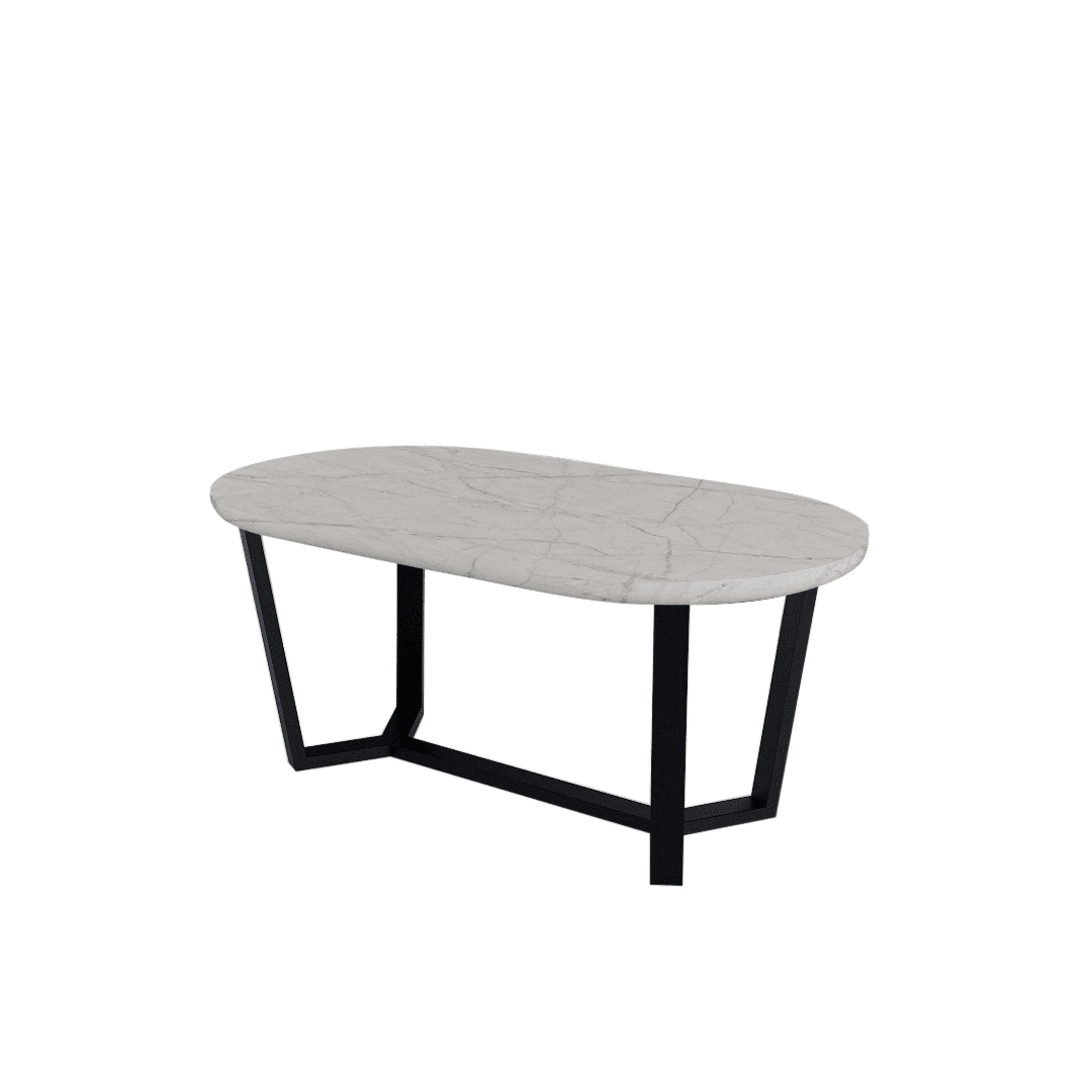 Mix & Match Rectangular Marble Dining Table with Shaun Black Metal Base (1.8m x 1.0m)