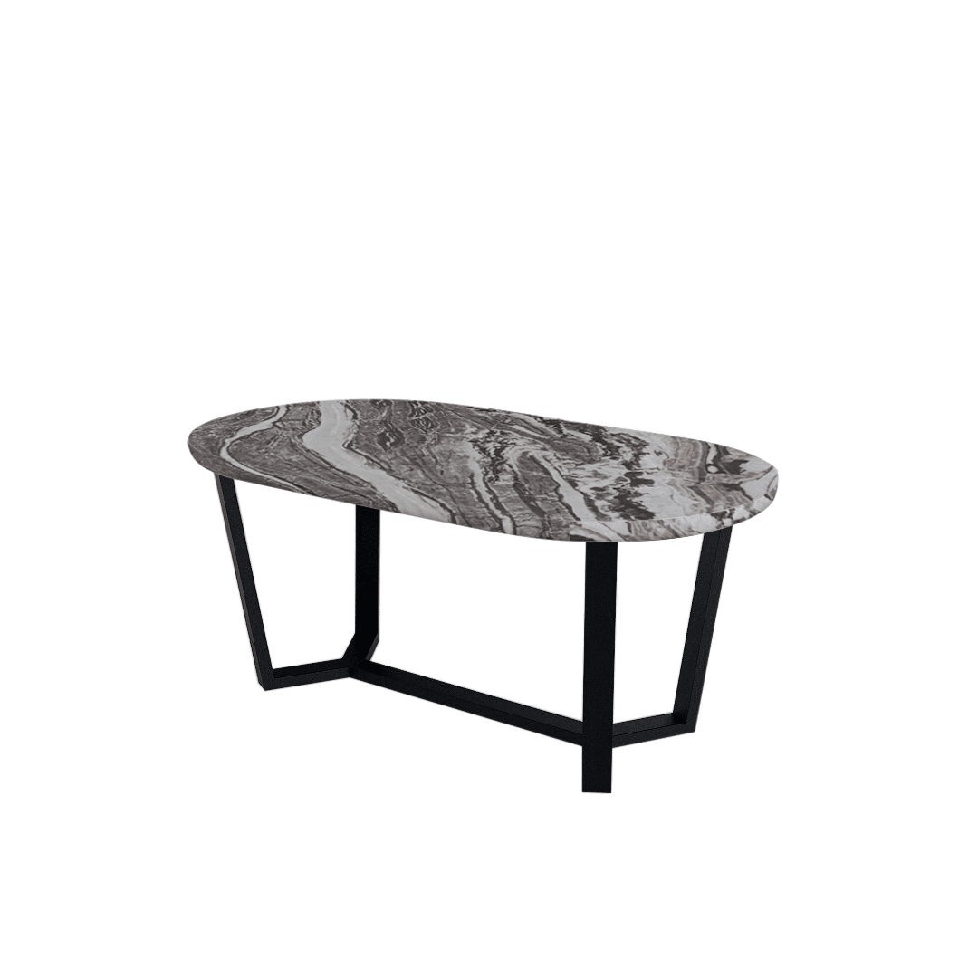 Mix & Match Rectangular Marble Dining Table with Shaun Black Metal Base (1.8m x 1.0m)