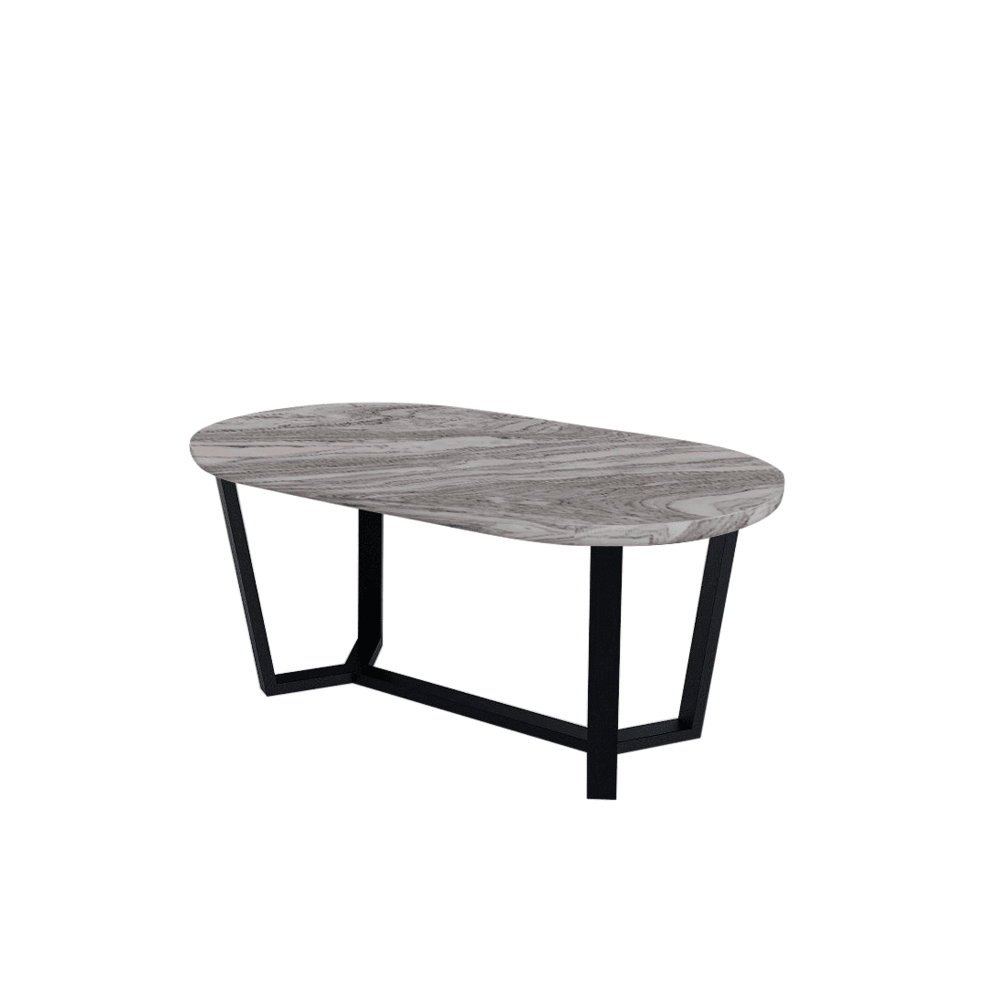 Mix & Match Rectangular Marble Dining Table with Shaun Black Metal Base (1.8m x 1.0m)