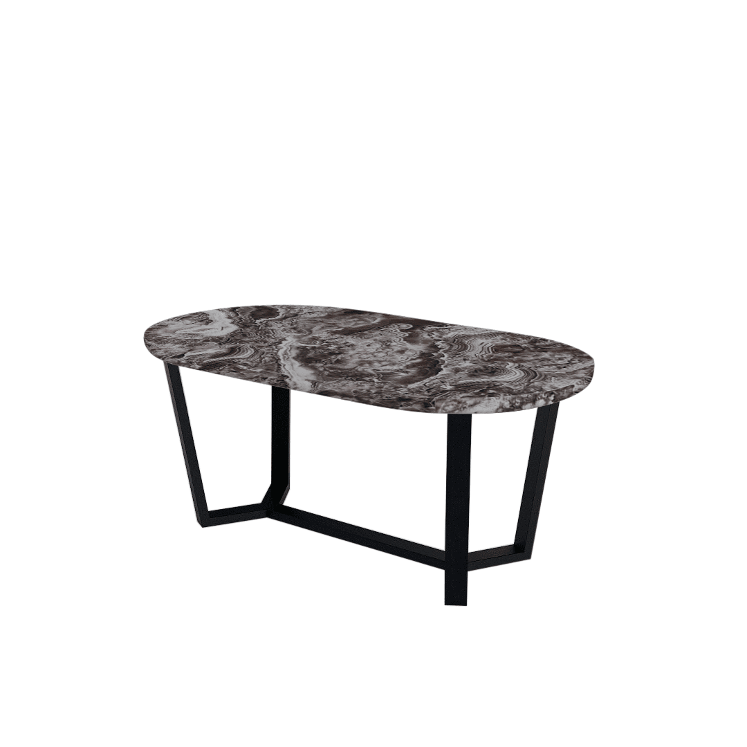 Mix & Match Rectangular Marble Dining Table with Shaun Black Metal Base (1.8m x 1.0m)