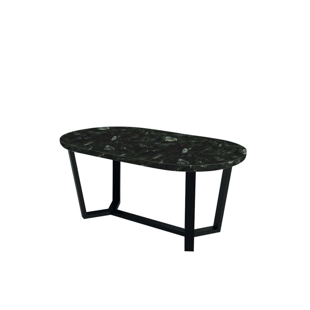 Mix & Match Rectangular Marble Dining Table with Shaun Black Metal Bas
