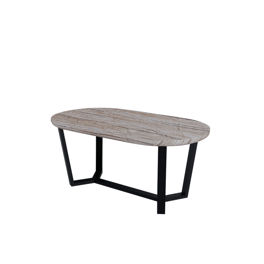Mix & Match Rectangular Marble Dining Table with Shaun Black Metal Base (1.8m x 1.0m)