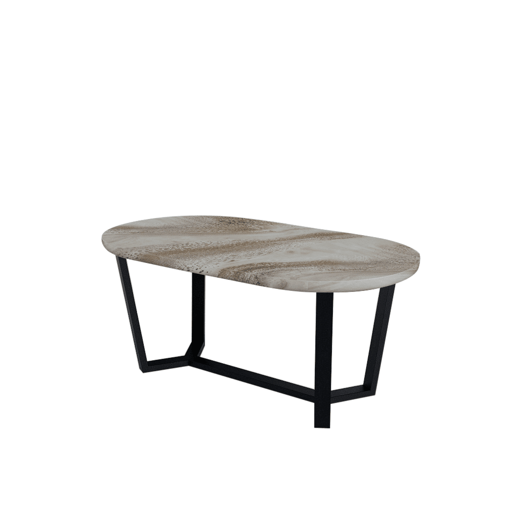 Mix & Match Rectangular Marble Dining Table with Shaun Black Metal Base (1.8m x 1.0m)
