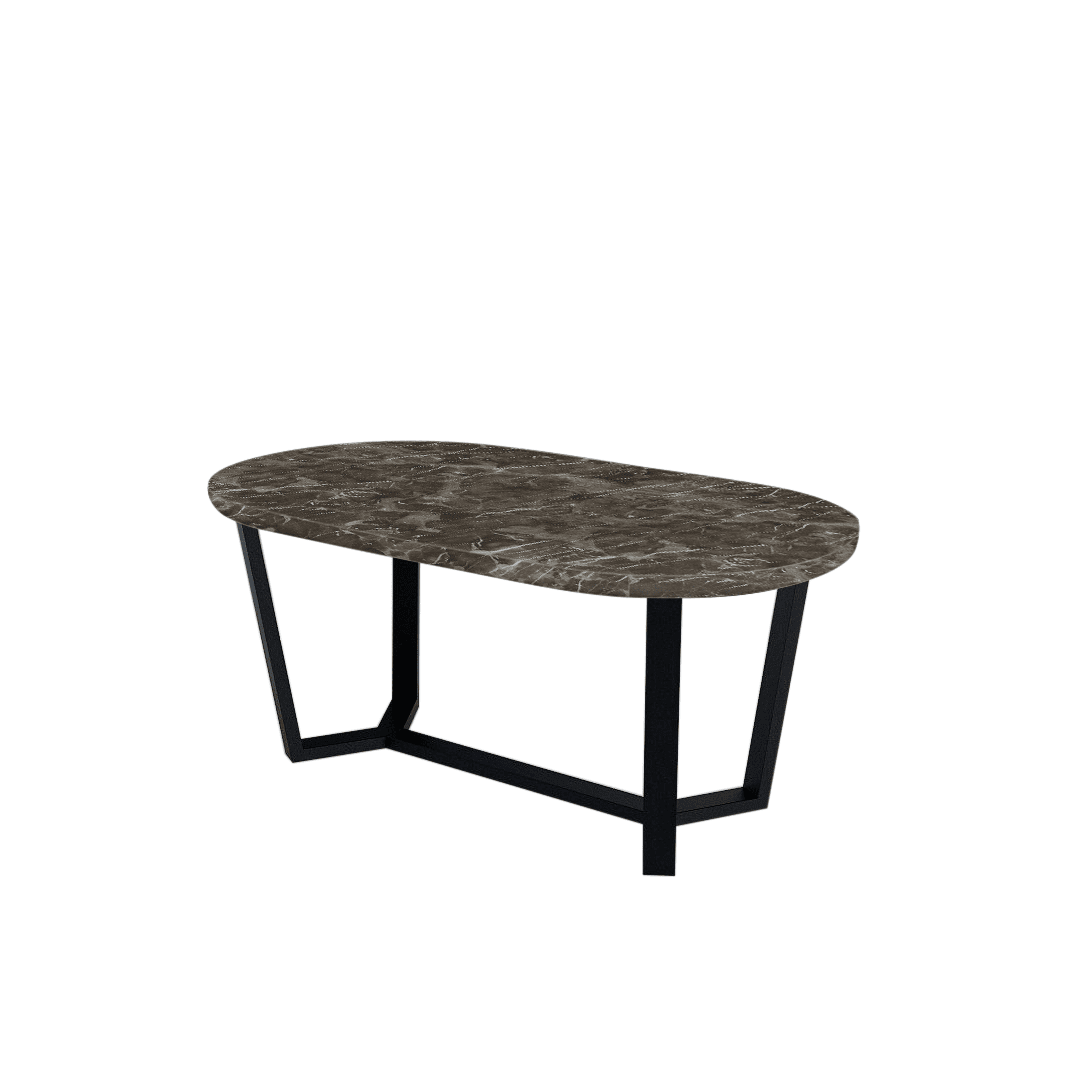 Mix & Match Rectangular Marble Dining Table with Shaun Black Metal Base (1.8m x 1.0m)