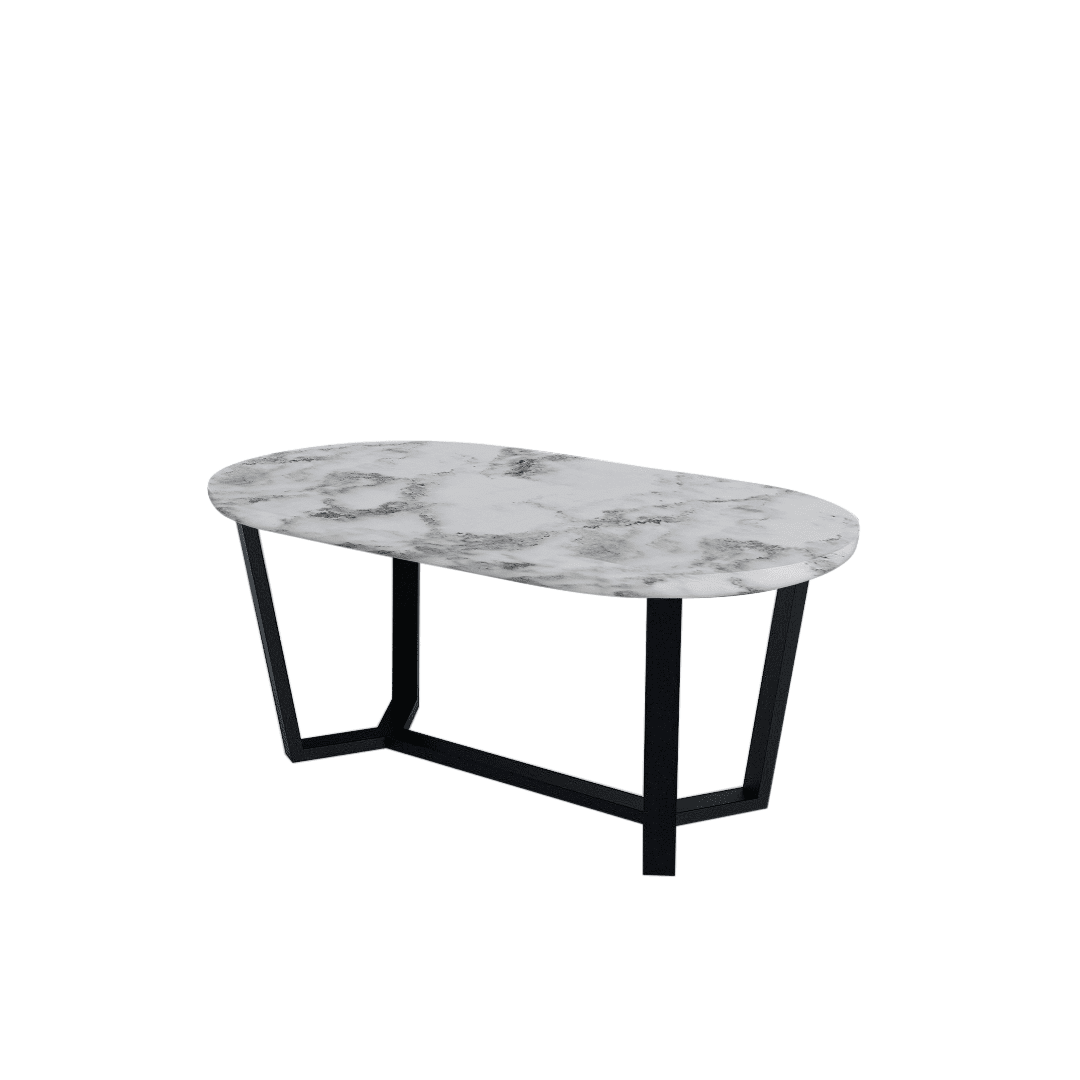 Mix & Match Rectangular Marble Dining Table with Shaun Black Metal Base (1.8m x 1.0m)