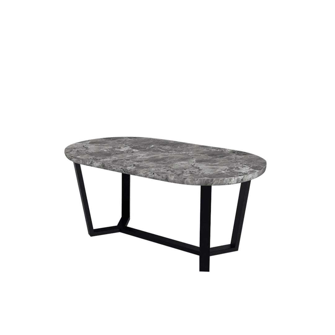 Mix & Match Rectangular Marble Dining Table with Shaun Black Metal Base (1.8m x 1.0m)