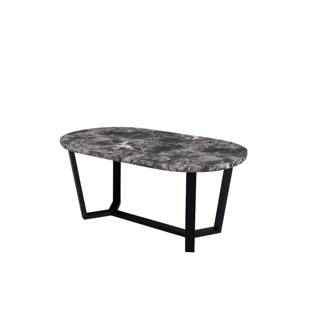 Mix & Match Rectangular Marble Dining Table with Shaun Black Metal Base (1.8m x 1.0m)