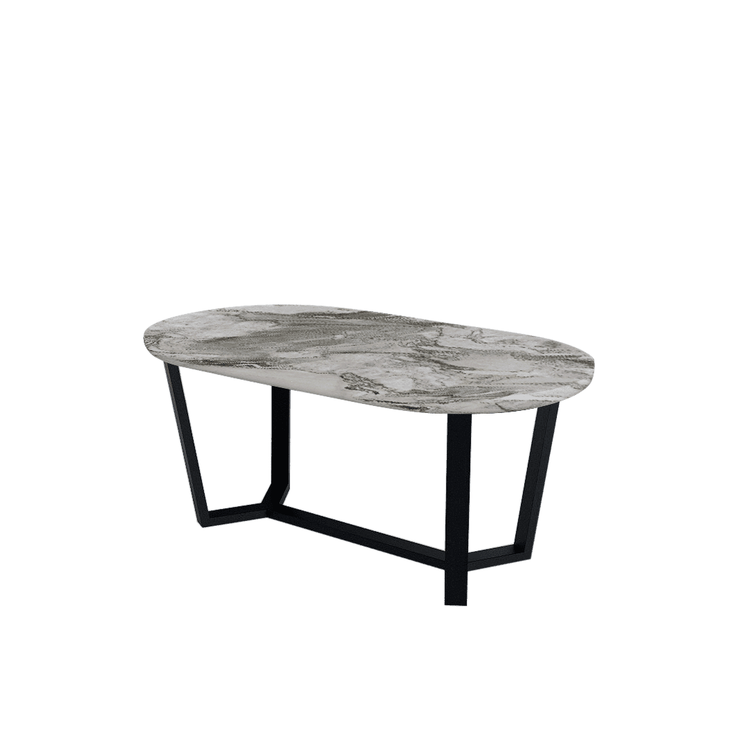 Mix & Match Rectangular Marble Dining Table with Shaun Black Metal Base (1.8m x 1.0m)