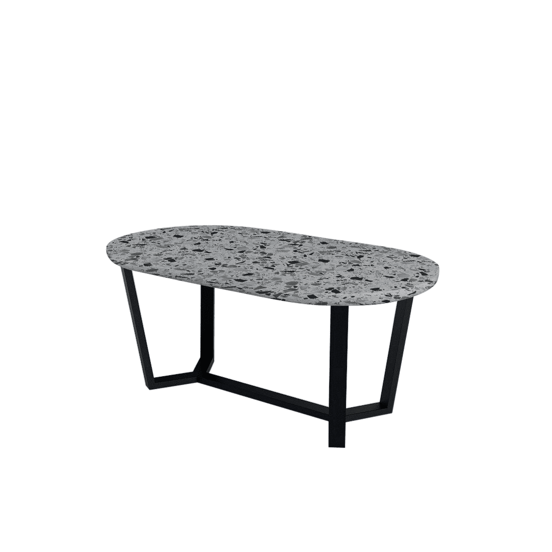 Mix & Match Rectangular Marble Dining Table with Shaun Black Metal Base (1.8m x 1.0m)