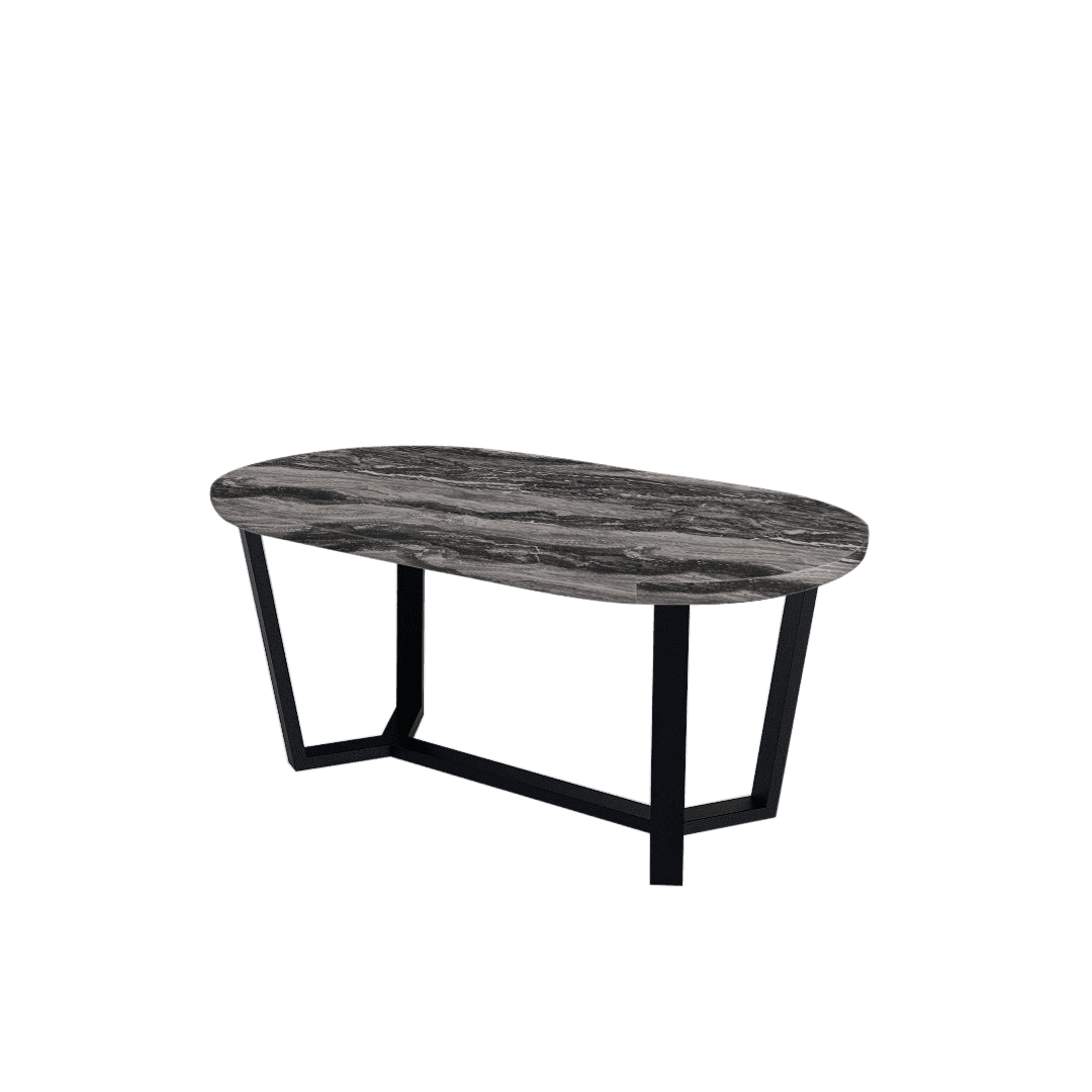 Mix & Match Rectangular Marble Dining Table with Shaun Black Metal Base (1.8m x 1.0m)
