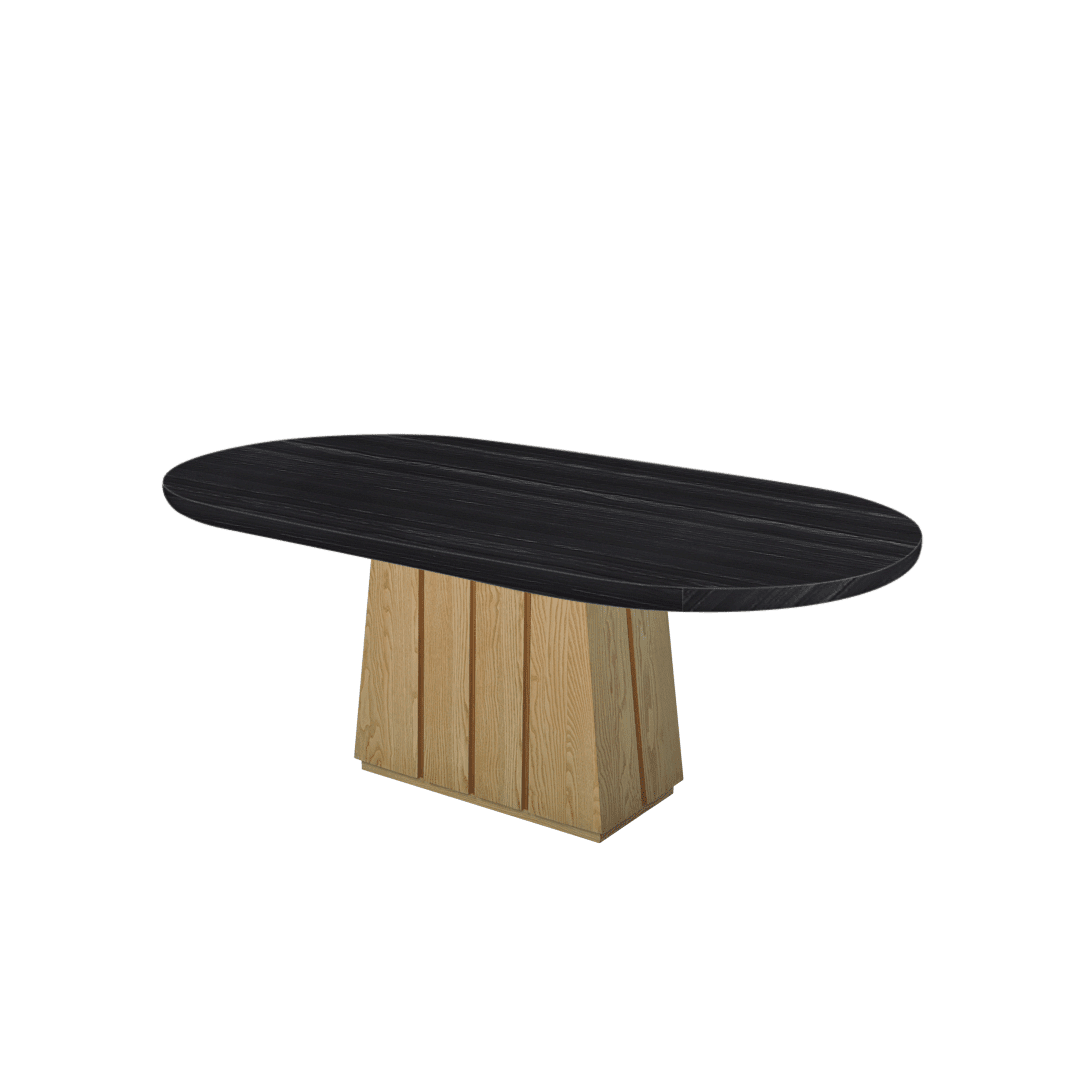 Mix & Match Oval Shaped Marble Dining Table with Cora Ash Wood Base (2.1m x 1.1m)