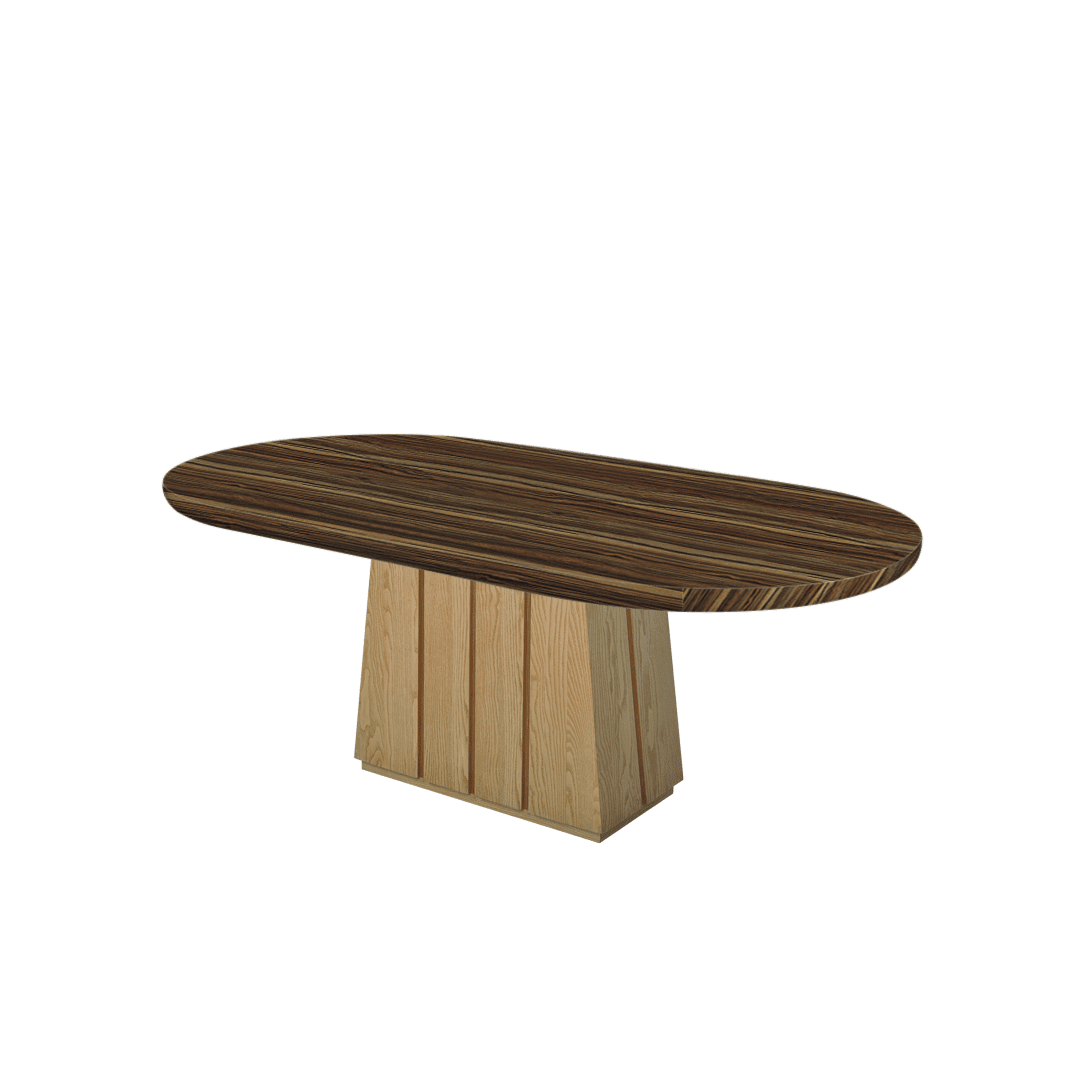 Mix & Match Oval Shaped Marble Dining Table with Cora Ash Wood Base (2.1m x 1.1m)