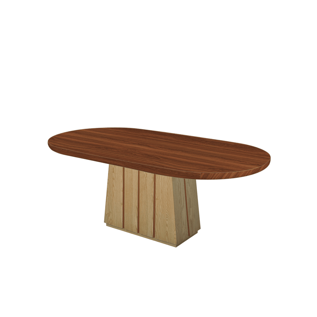 Mix & Match Oval Shaped Marble Dining Table with Cora Ash Wood Base (2.1m x 1.1m)