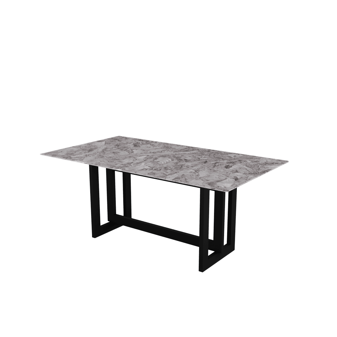 Minimalist Rectangular Marble Dining Table with Hector Black Metal Base (1.8m x 1.0m)