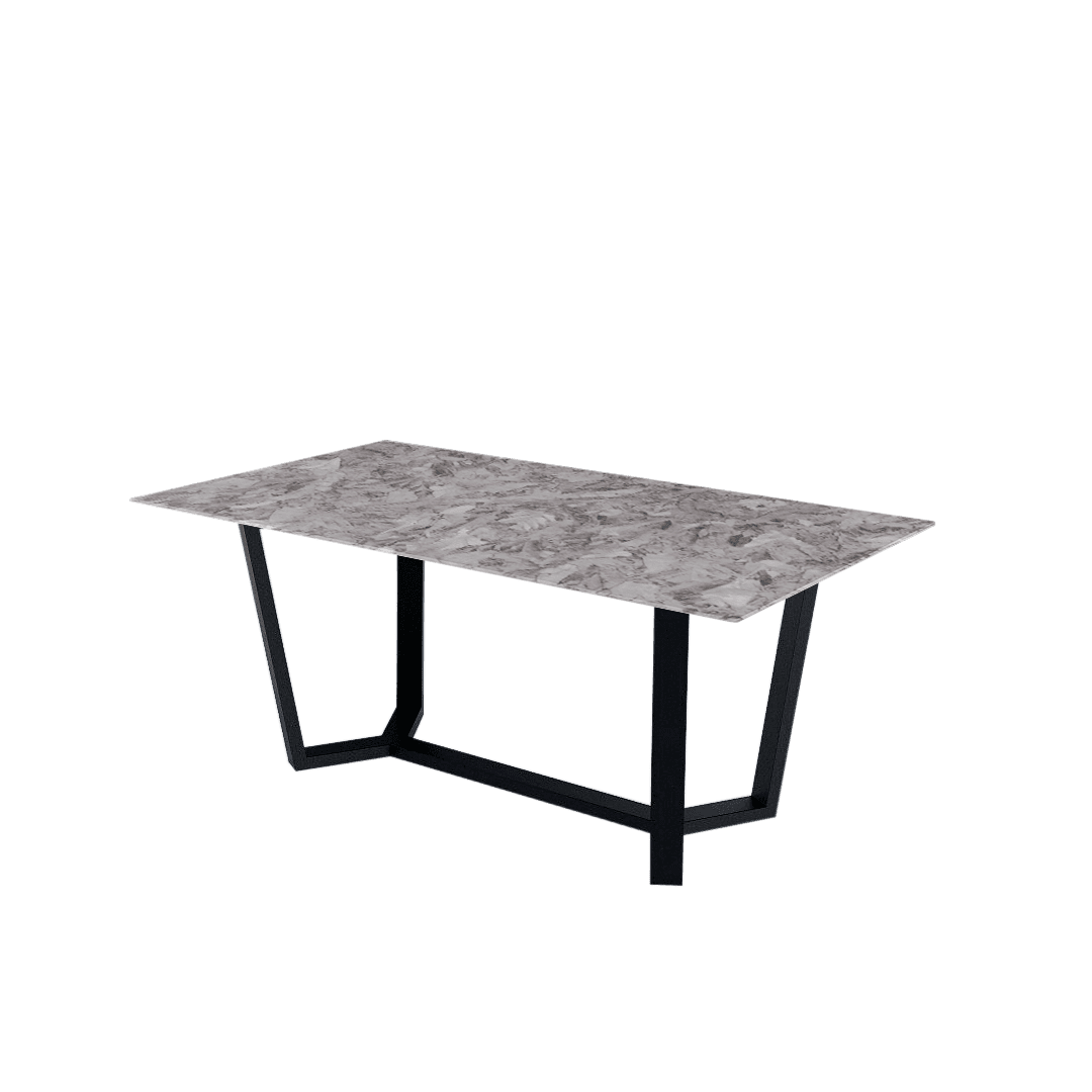 Mix & Match Rectangular Marble Dining Table with Harper Black Metal Base (1.8m x 1.0m)