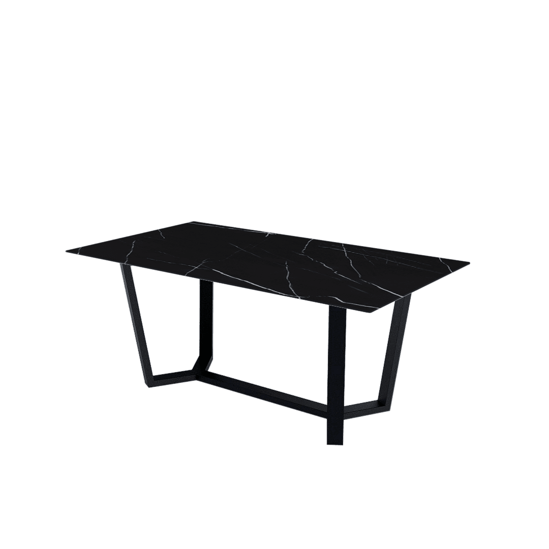 Mix & Match Rectangular Marble Dining Table with Harper Black Metal Base (1.8m x 1.0m)