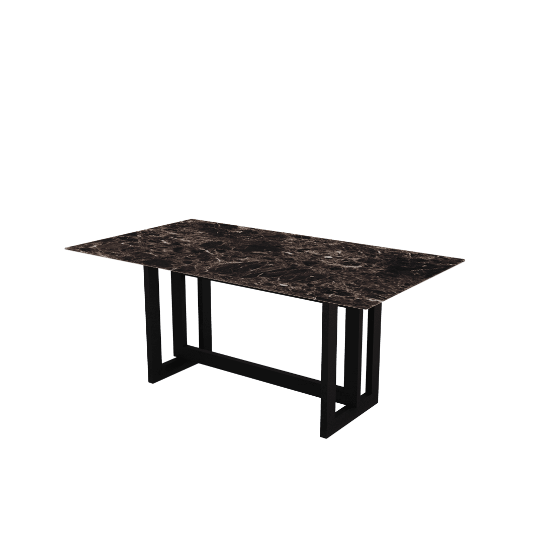 Minimalist Rectangular Marble Dining Table with Hector Black Metal Base (1.8m x 1.0m)