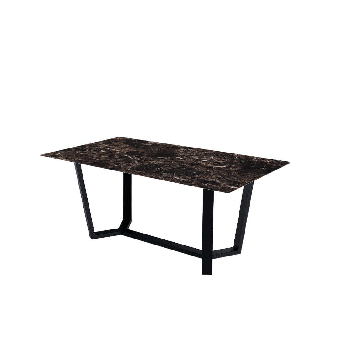 Mix & Match Rectangular Marble Dining Table with Harper Black Metal Base (1.8m x 1.0m)
