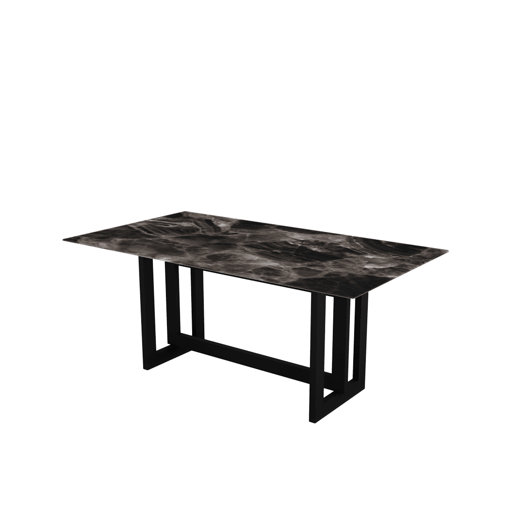 Minimalist Rectangular Marble Dining Table with Hector Black Metal Base (1.8m x 1.0m)