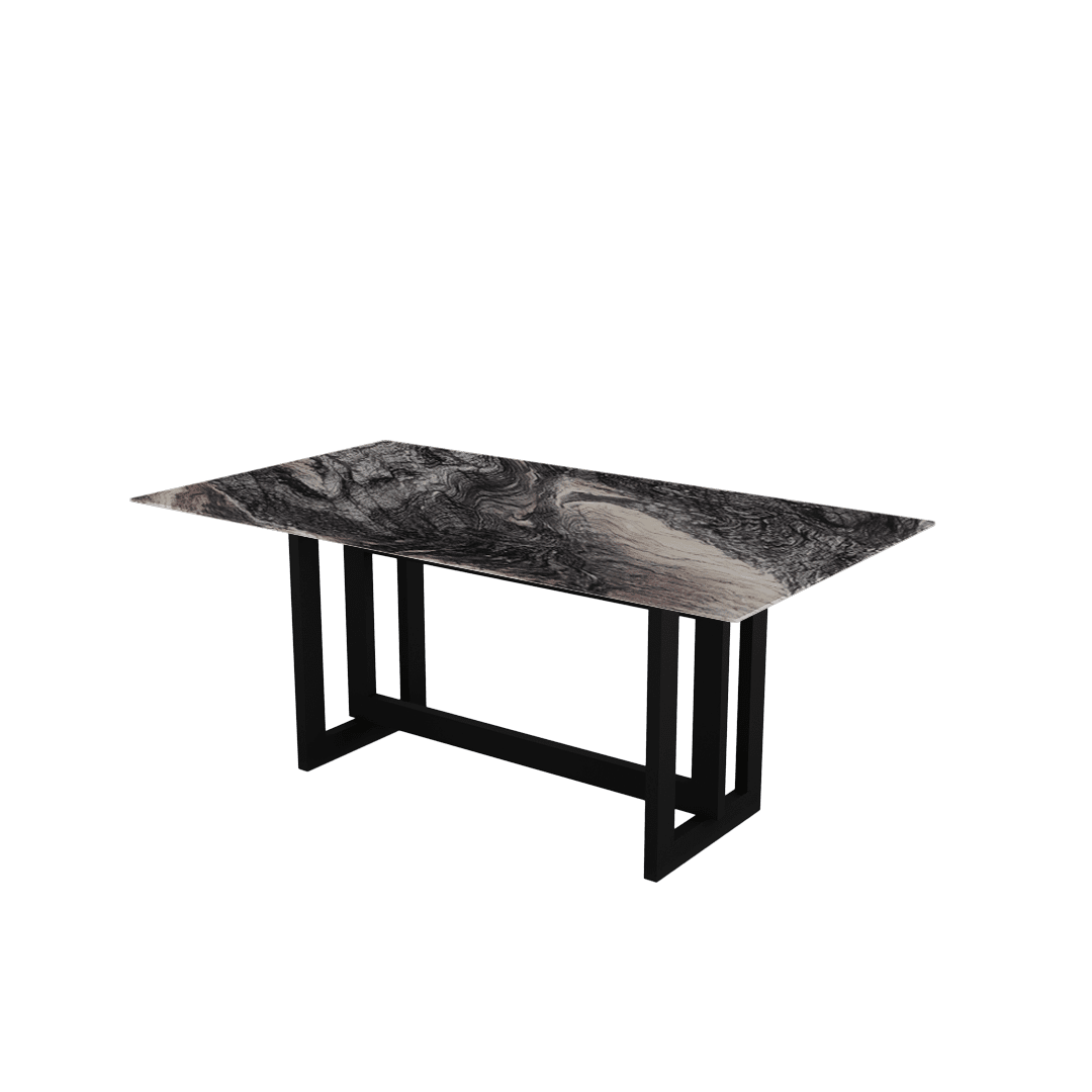Minimalist Rectangular Marble Dining Table with Hector Black Metal Base (1.8m x 1.0m)