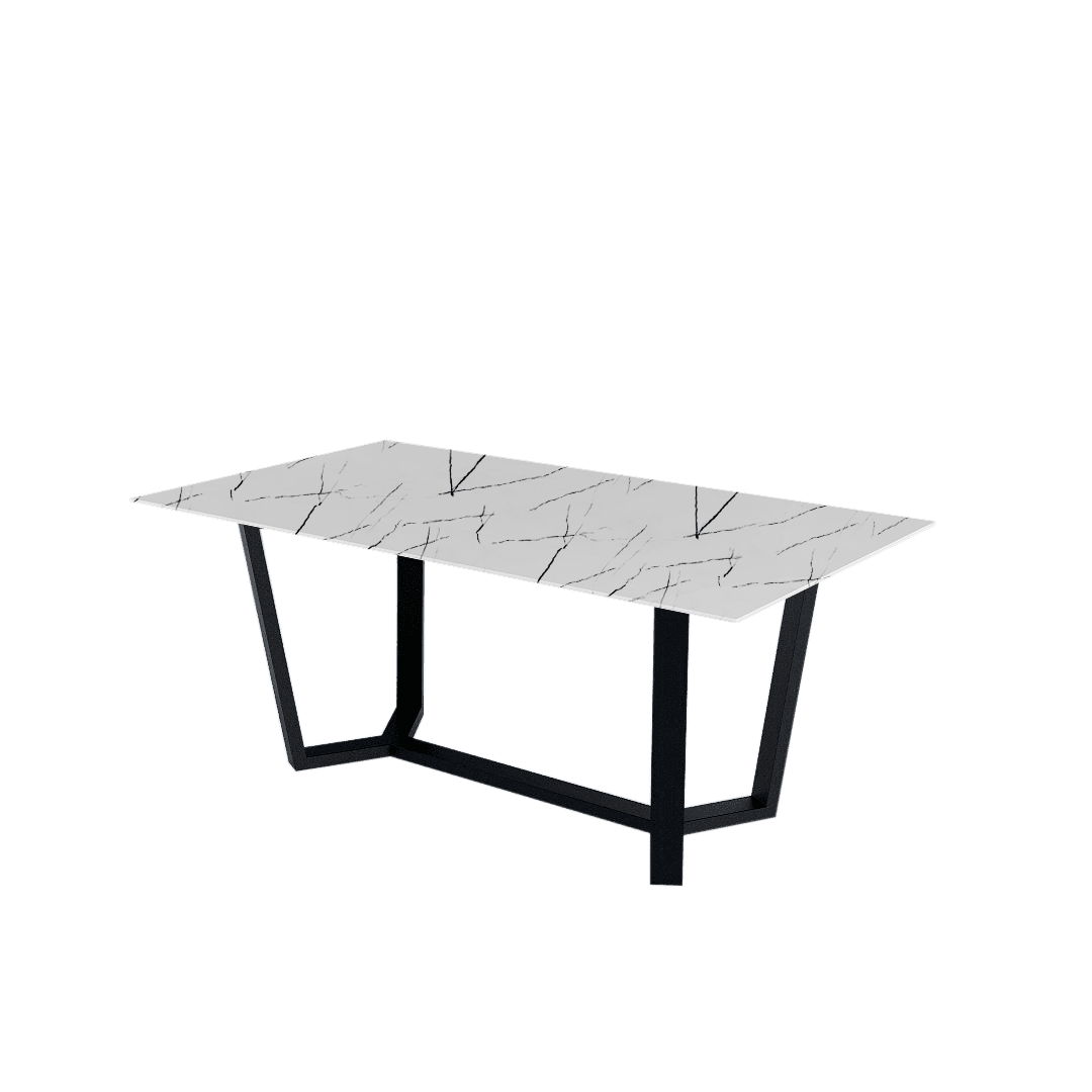 Mix & Match Rectangular Marble Dining Table with Harper Black Metal Base (1.8m x 1.0m)