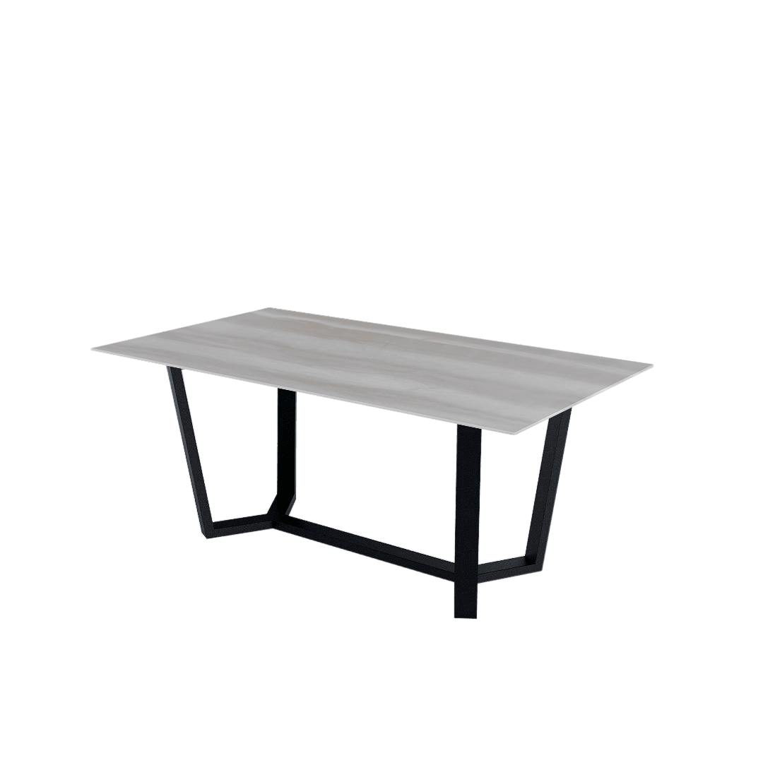 Mix & Match Rectangular Marble Dining Table with Harper Black Metal Base (1.8m x 1.0m)