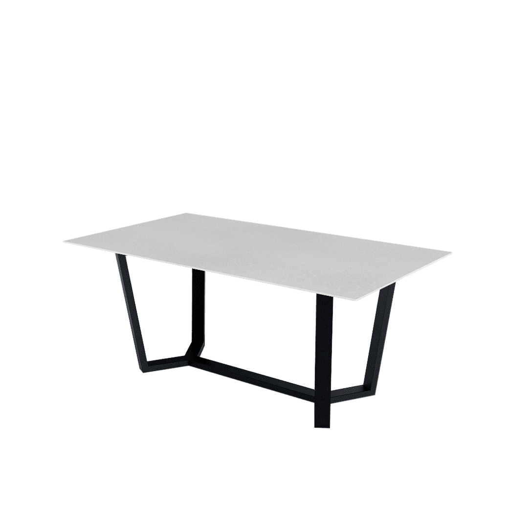 Mix & Match Rectangular Marble Dining Table with Harper Black Metal Base (1.8m x 1.0m)