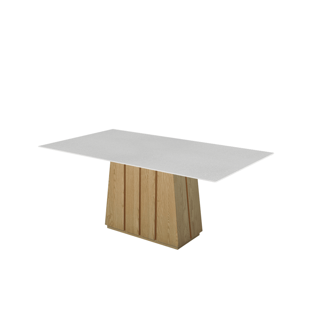 Mix & Match Rectangular Marble Dining Table with Cora Ash Wood Base (1.8m x 1.0m)